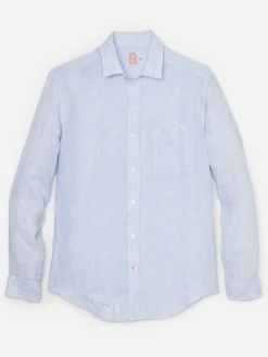 J.McLaughlin Gramercy Classic Fit Linen Shirt In Fineline- Shirts