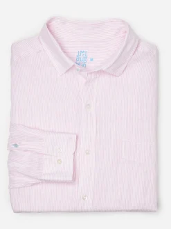 J.McLaughlin Gramercy Classic Fit Linen Shirt In Fineline- Shirts