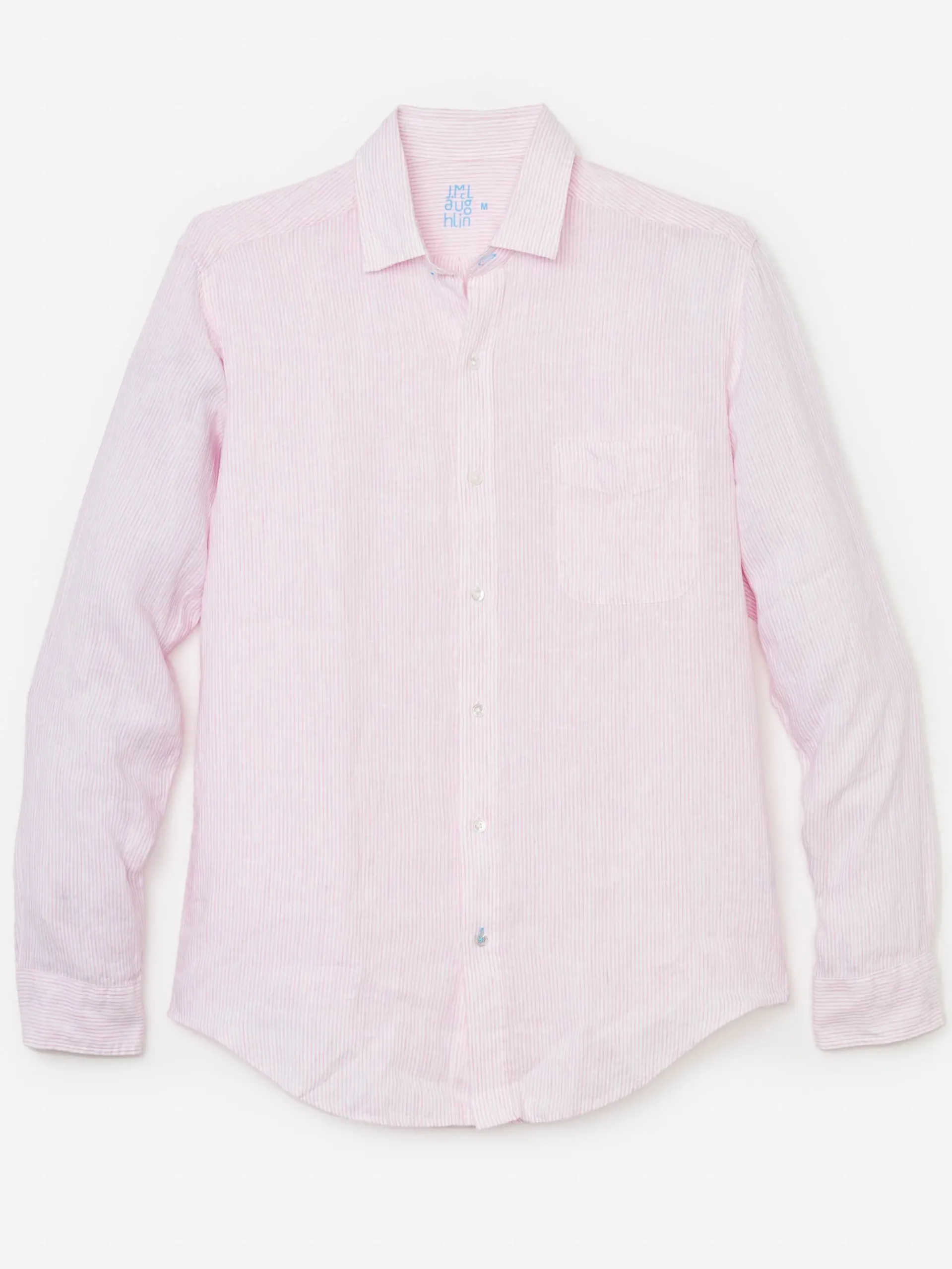 J.McLaughlin Gramercy Classic Fit Linen Shirt In Fineline- Shirts