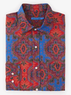 J.McLaughlin Gramercy Classic Fit Linen Shirt In Barros Beach- Shirts