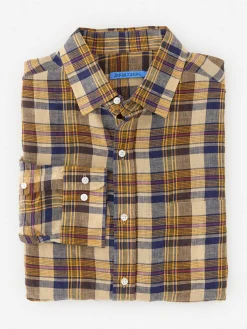 J.McLaughlin Gramercy Classic Fit Linen Shirt In Plaid- Shirts