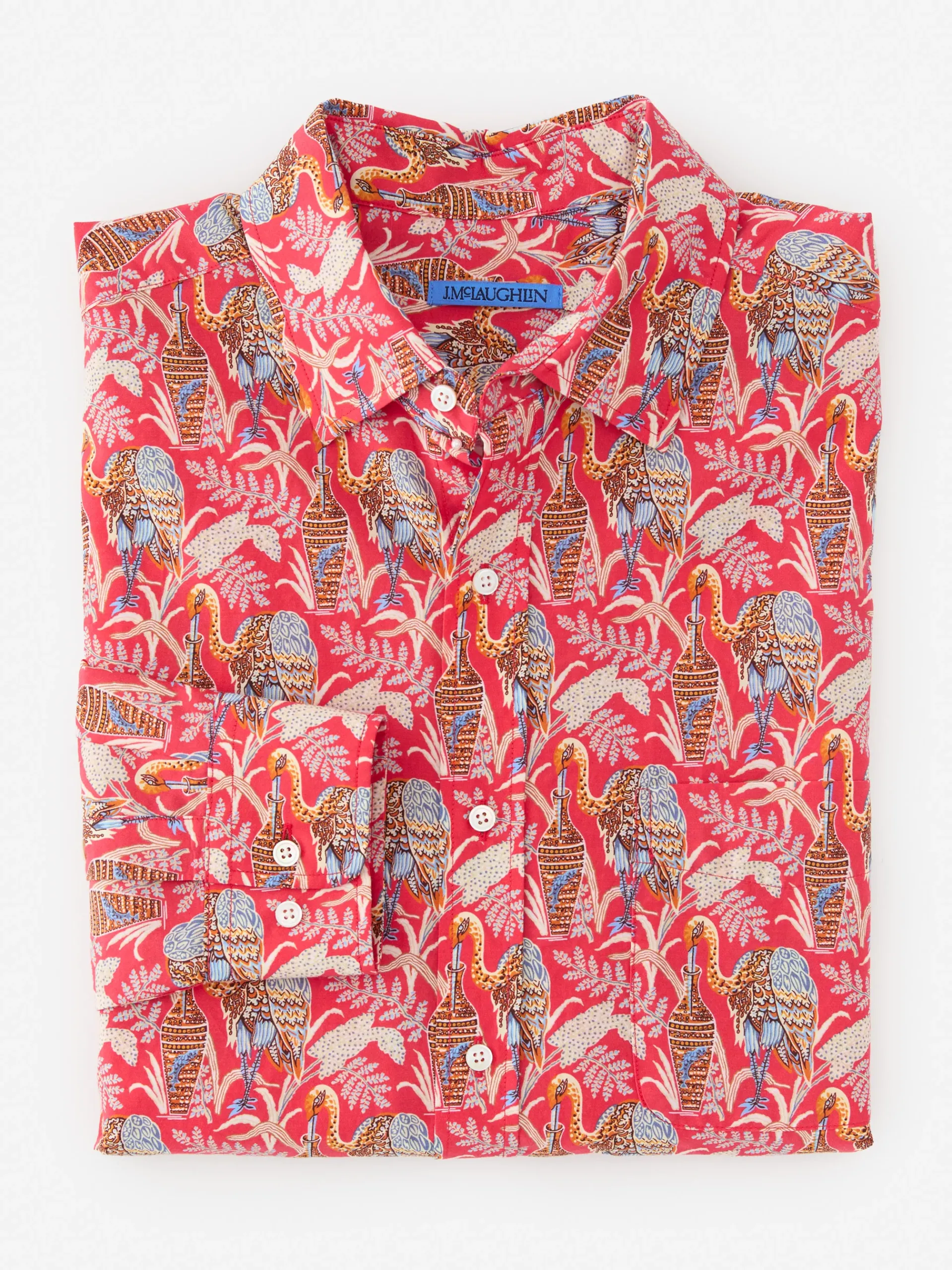 J.McLaughlin Gramercy Modern Fit Silk Blend Shirt In Rare Bird- Shirts