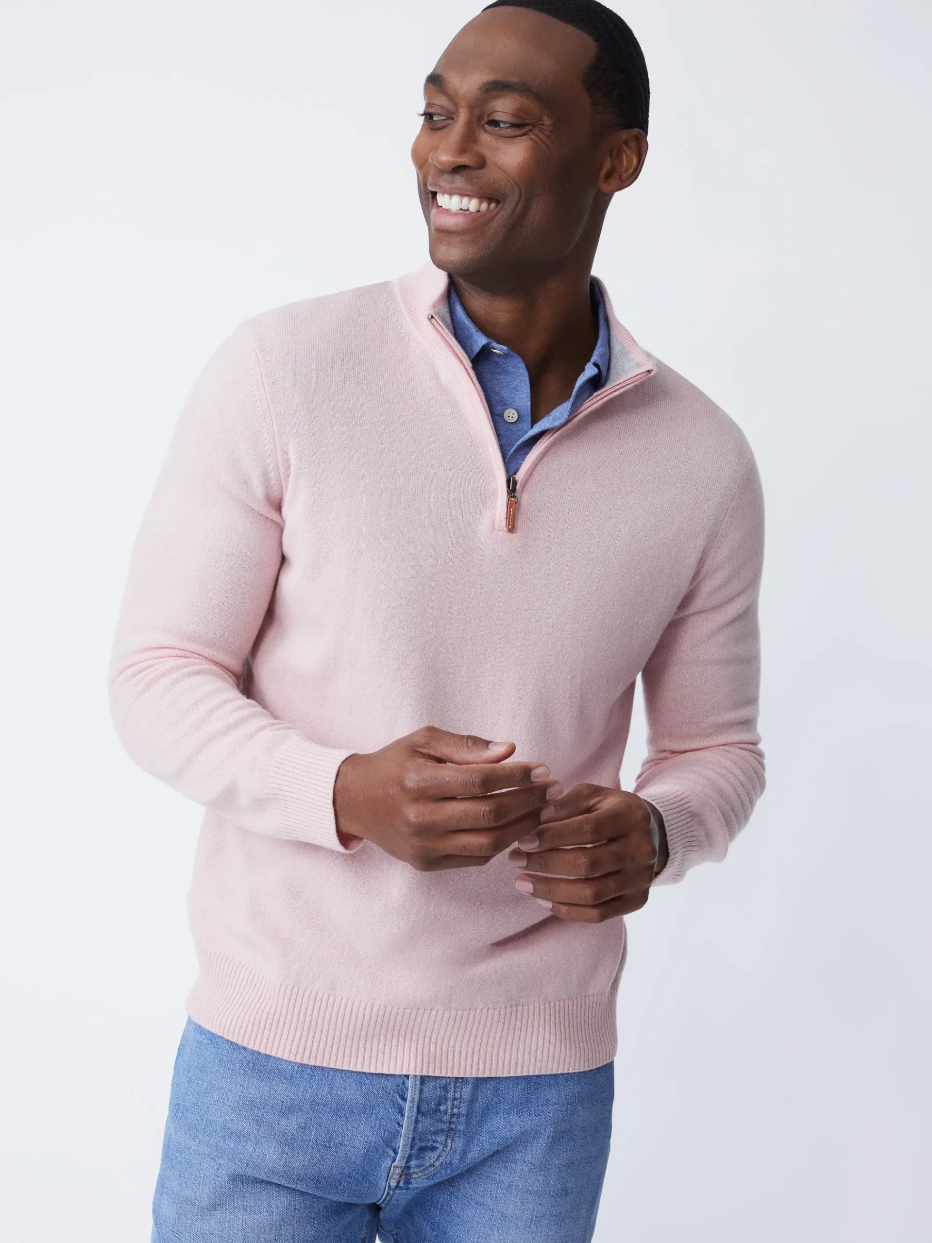J.McLaughlin Henry Cashmere 1/4 Zip- Sweaters