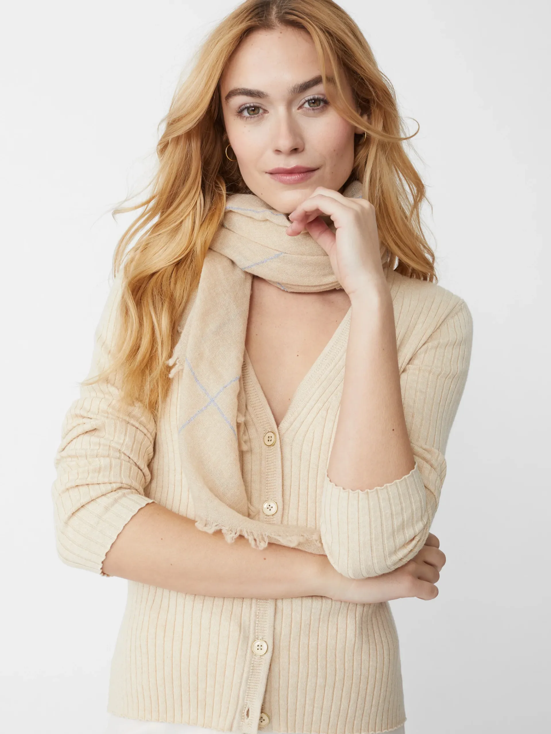 J.McLaughlin Ivana Cashmere Scarf In Window Pane-Women Shoes & Accessories|Scarves