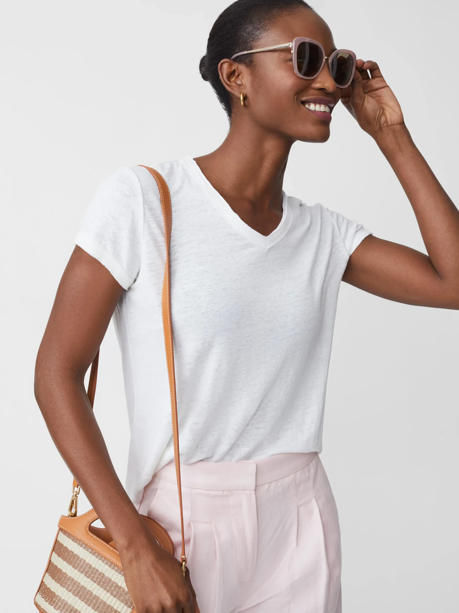 J.McLaughlin Kacey Linen Tee-Women Tops|Tees