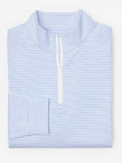 J.McLaughlin Kosta Performance 1/2 Zip In Covington Stripe- Knits & Polos