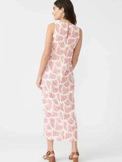 J.McLaughlin Layana Linen Dress In Mega Coral Cay Texture-Women Dresses