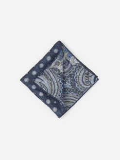 J.McLaughlin Linen Pocket Square In Reverse Paisley- Shoes & Accessories|Pocket Squares