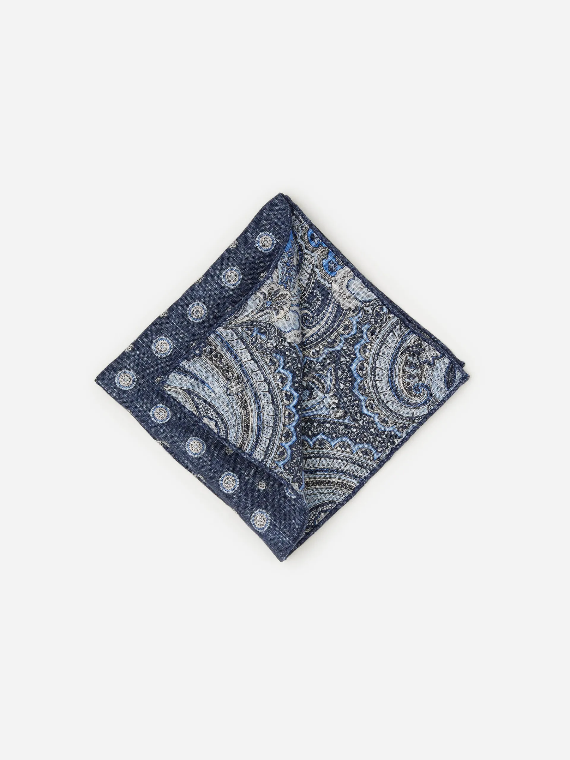 J.McLaughlin Linen Pocket Square In Reverse Paisley- Shoes & Accessories|Pocket Squares