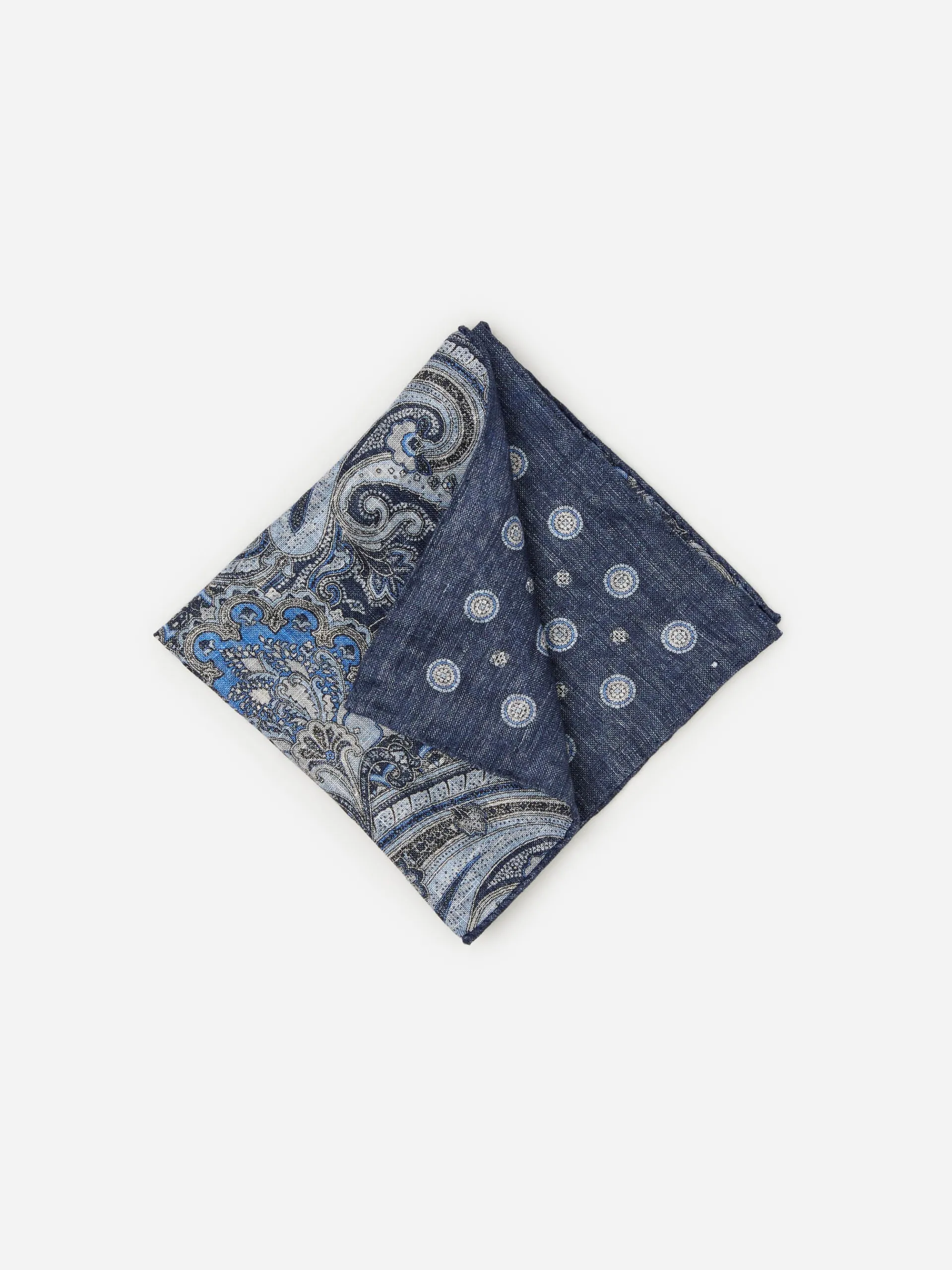 J.McLaughlin Linen Pocket Square In Reverse Paisley- Shoes & Accessories|Pocket Squares