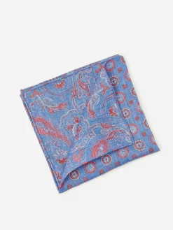 J.McLaughlin Linen Pocket Square In Reverse Paisley- Shoes & Accessories|Pocket Squares