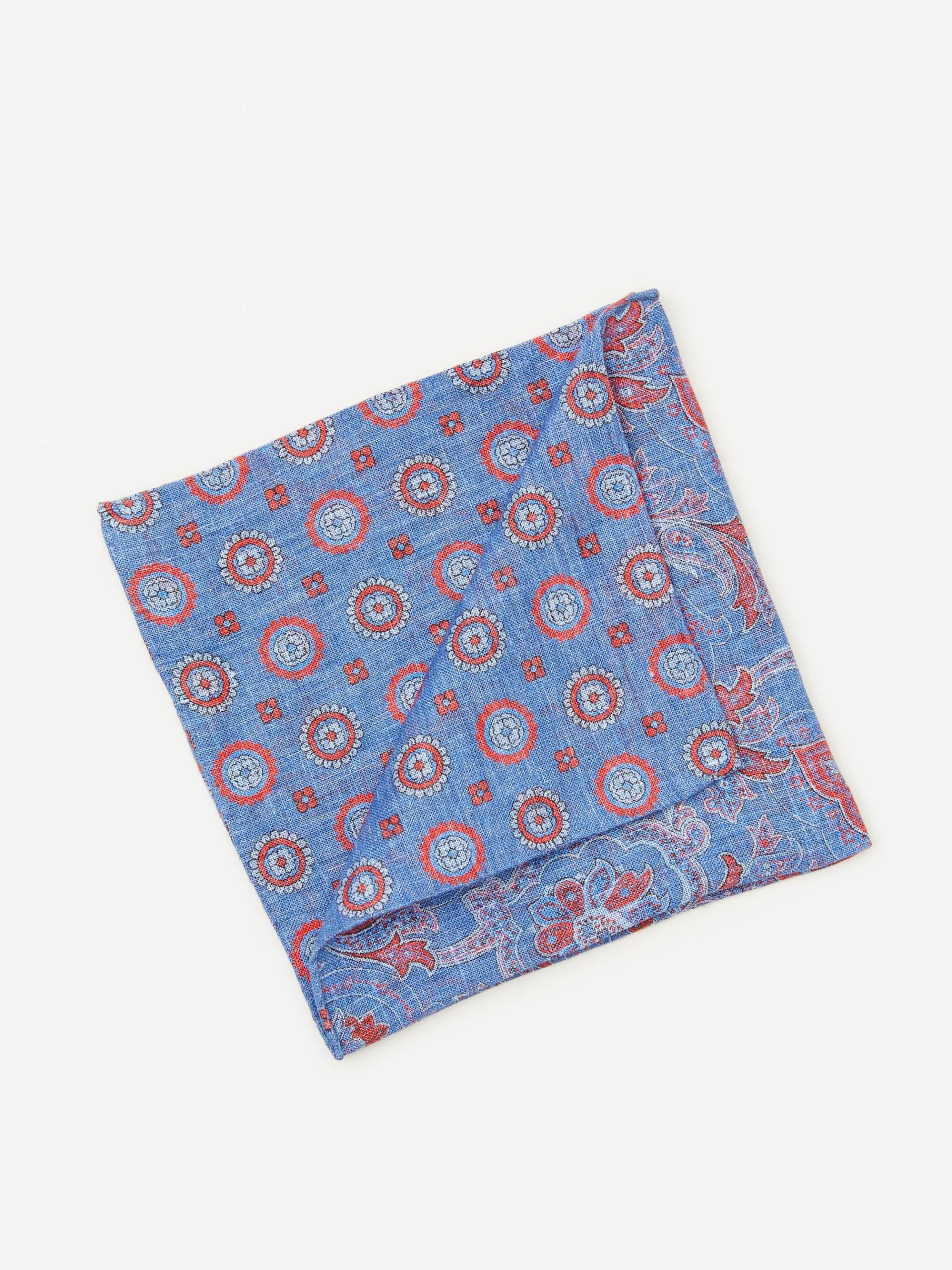 J.McLaughlin Linen Pocket Square In Reverse Paisley- Shoes & Accessories|Pocket Squares