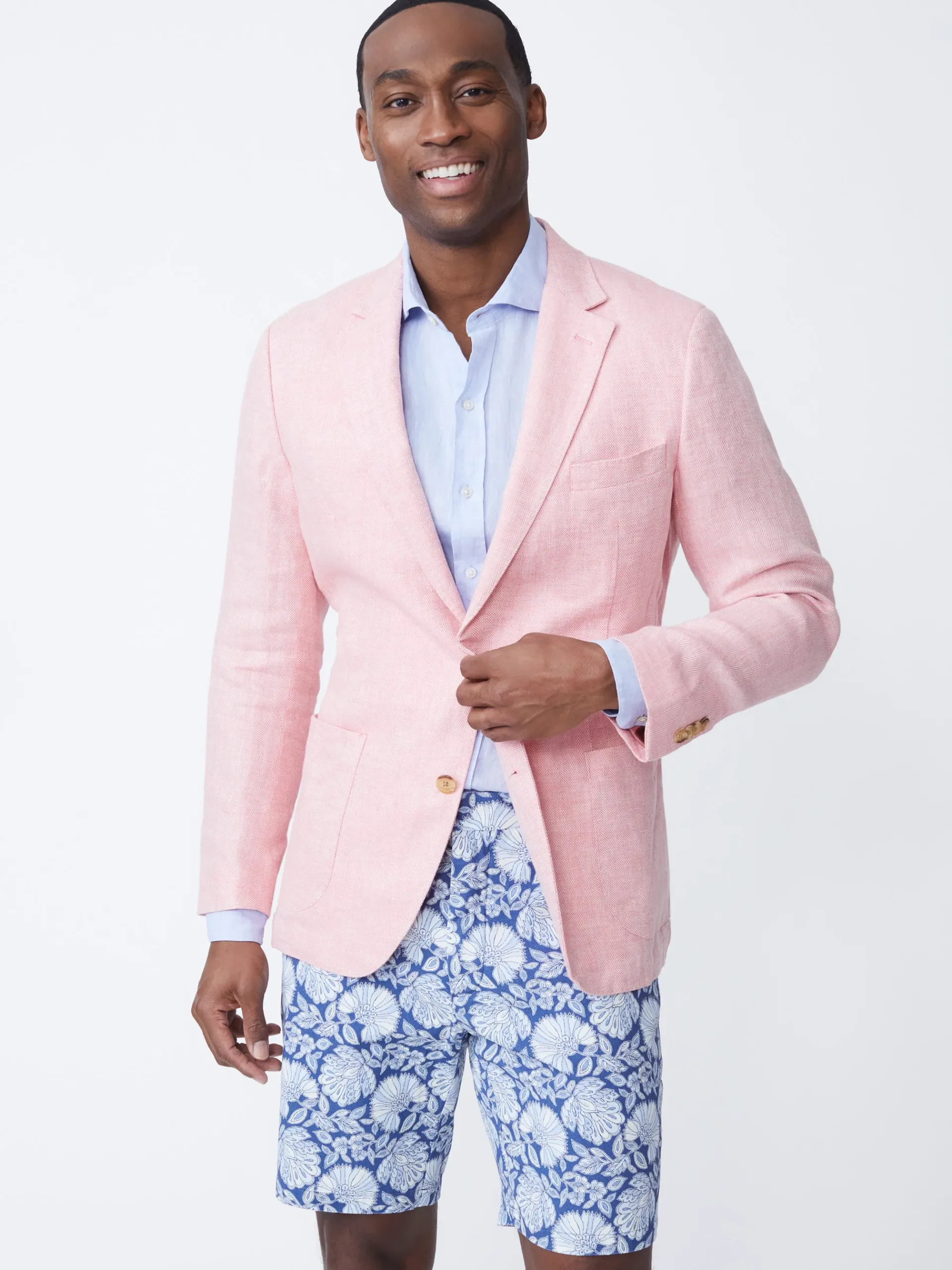 J.McLaughlin Lisbon Linen Blazer In Herringbone- Jackets & Outerwear|Sport Coats