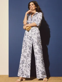 J.McLaughlin Lois Shirt In Heron Toile-Women Tops|Suits & Sets