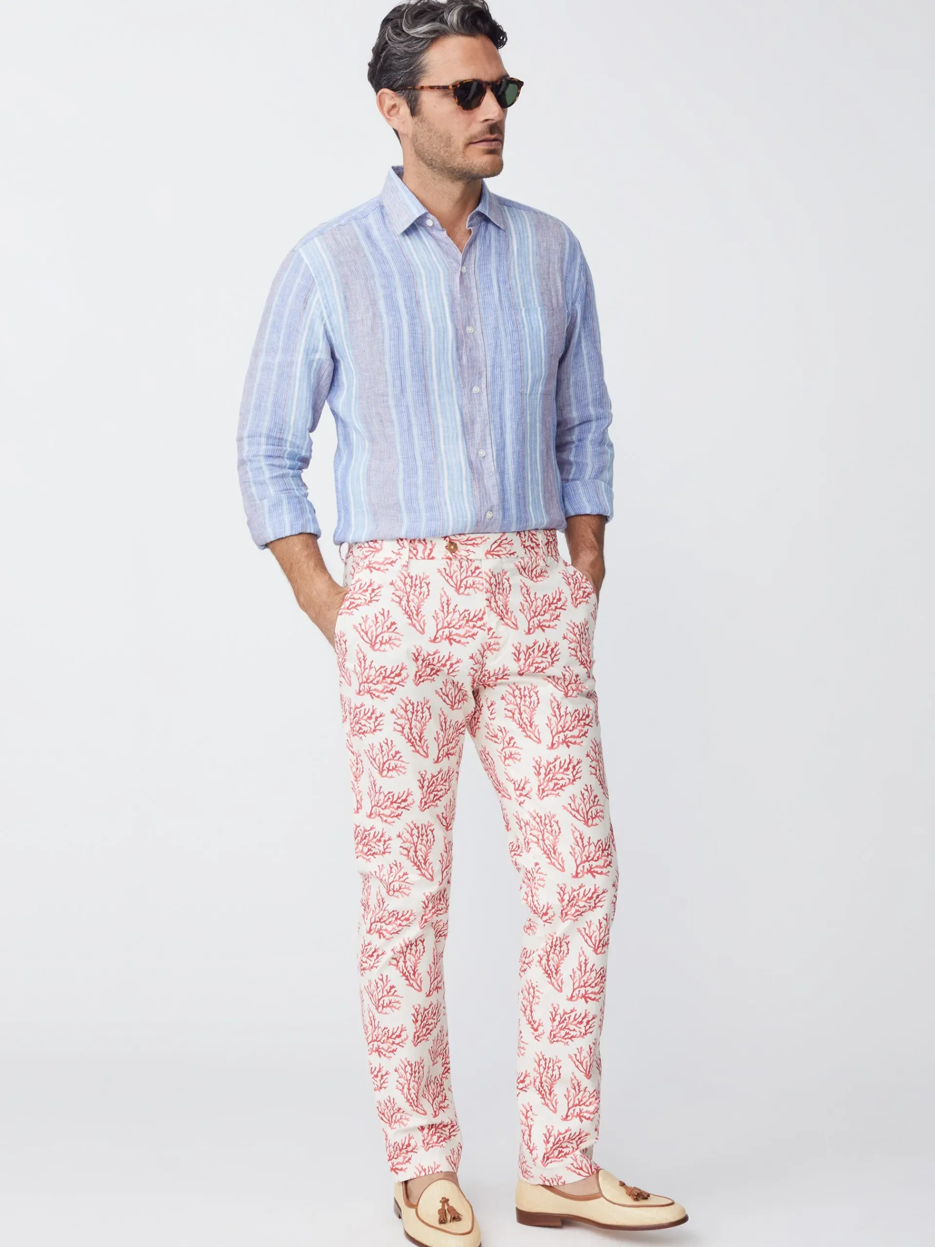 J.McLaughlin Lukas Pants In Mega Coral Cay Texture- Pants