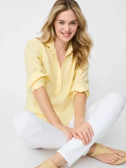 J.McLaughlin Lula Linen Shirt In Stripe-Women Tops