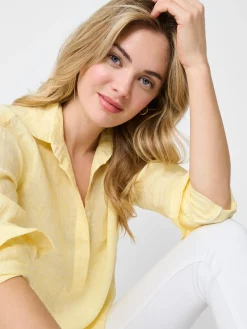 J.McLaughlin Lula Linen Shirt In Stripe-Women Tops