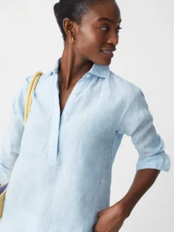 J.McLaughlin Lula Linen Shirt In Stripe-Women Tops