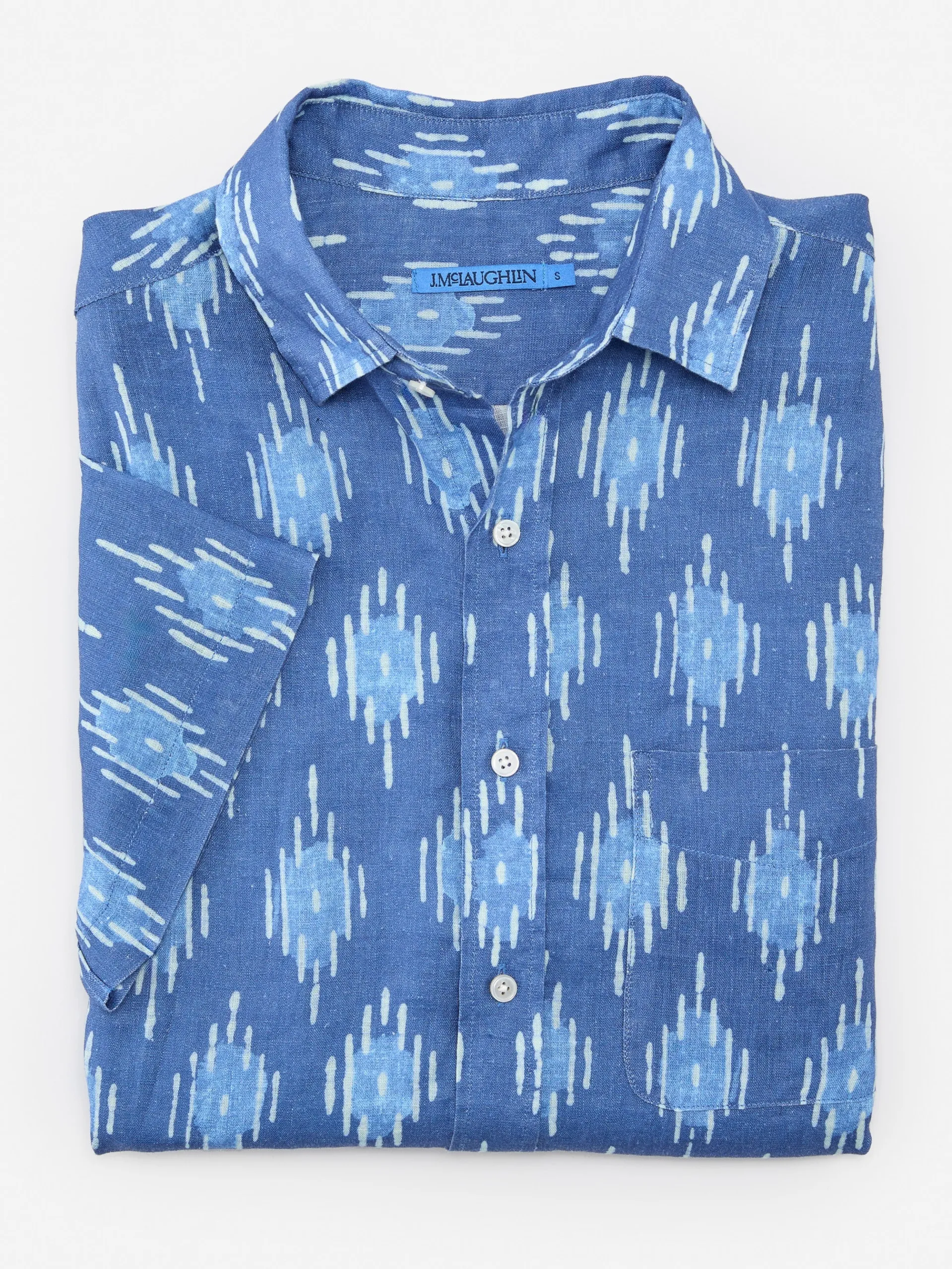 J.McLaughlin Montauk Modern Fit Linen Shirt In Drop Ikat- Shirts