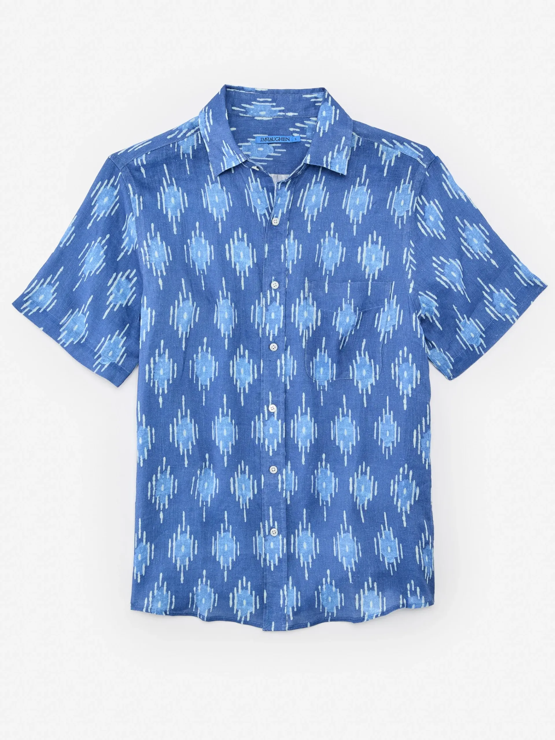 J.McLaughlin Montauk Modern Fit Linen Shirt In Drop Ikat- Shirts
