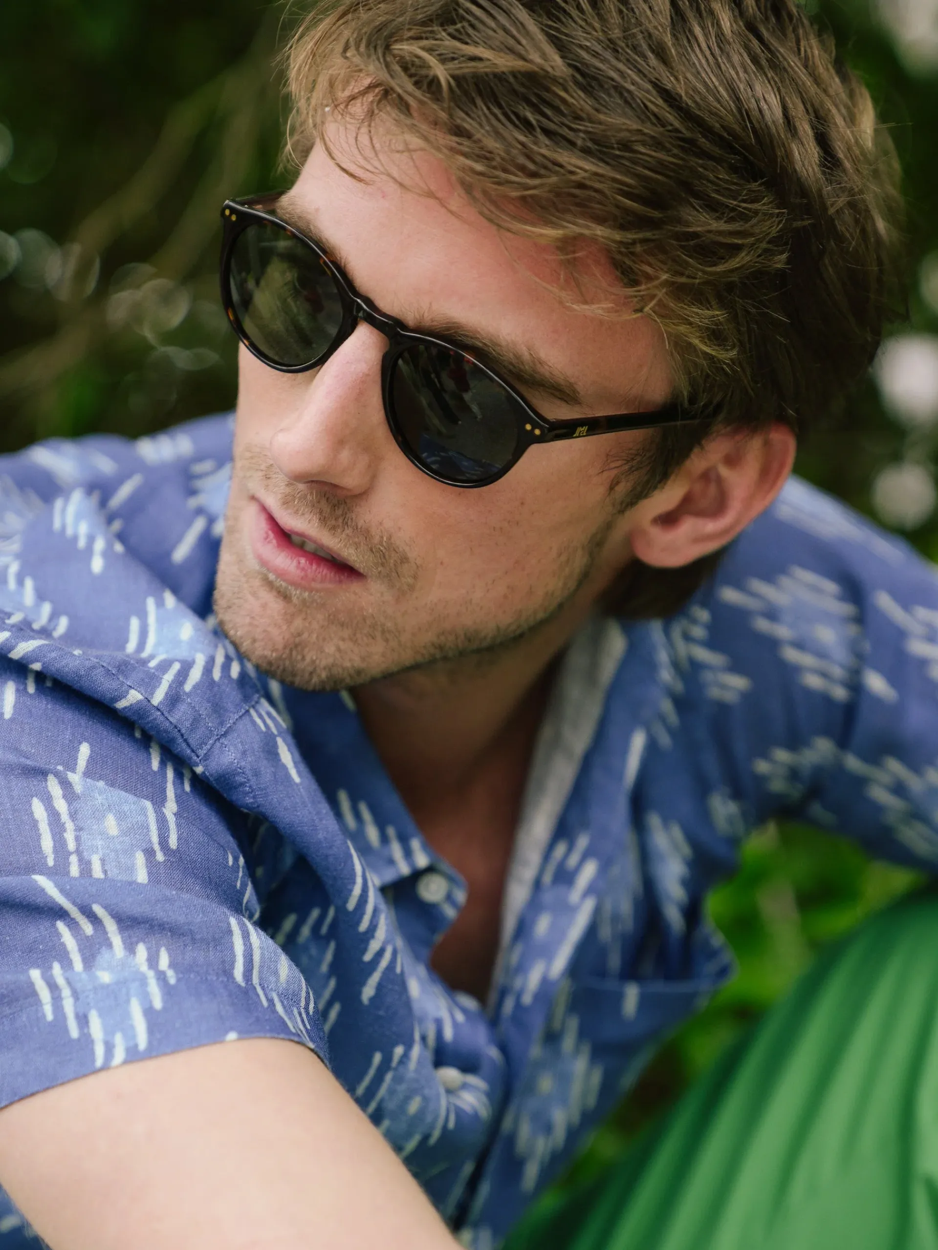 J.McLaughlin Montauk Modern Fit Linen Shirt In Drop Ikat- Shirts
