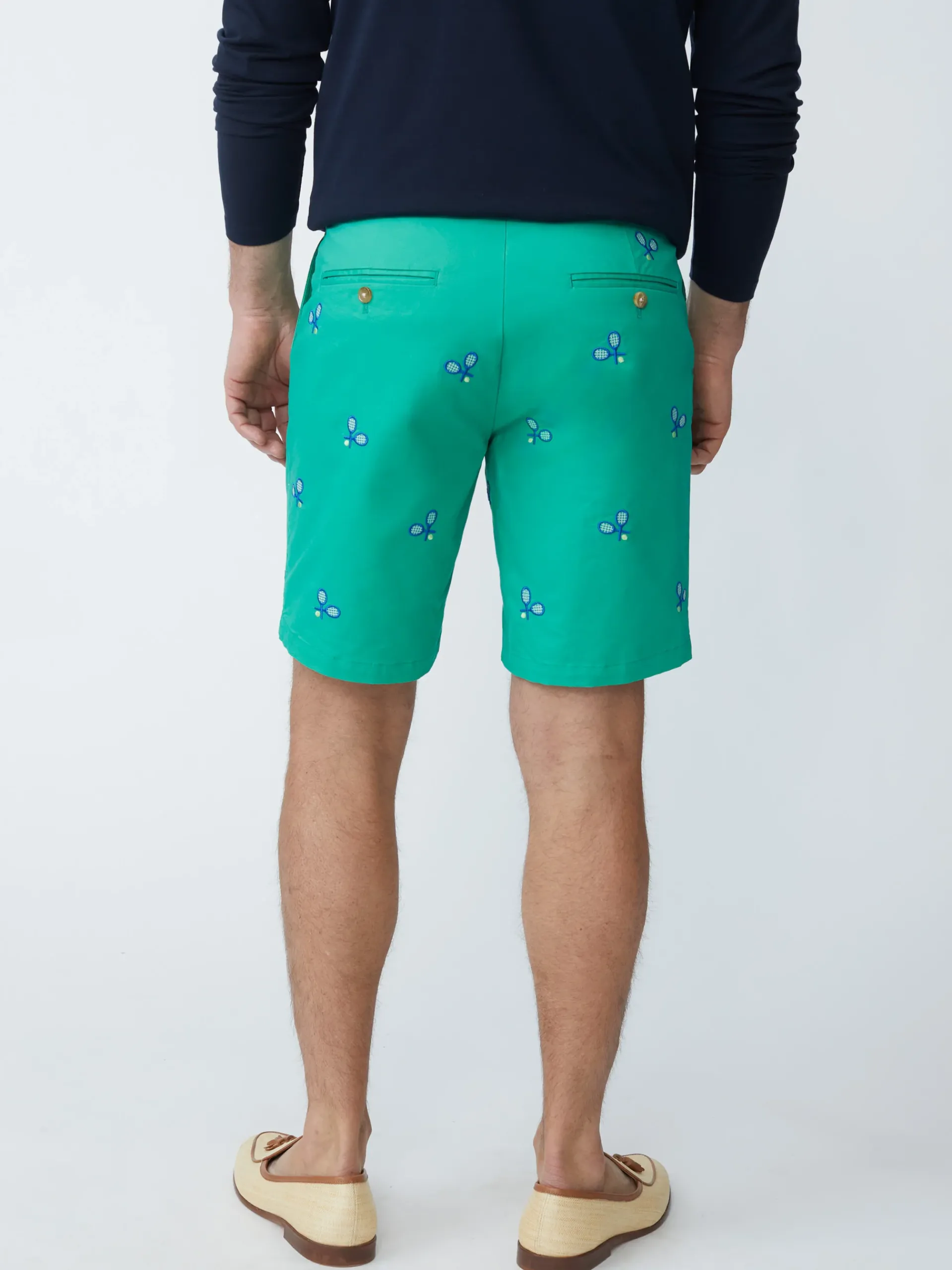 J.McLaughlin Oliver 9" Embroidered Shorts In Tennis Racket- Shorts