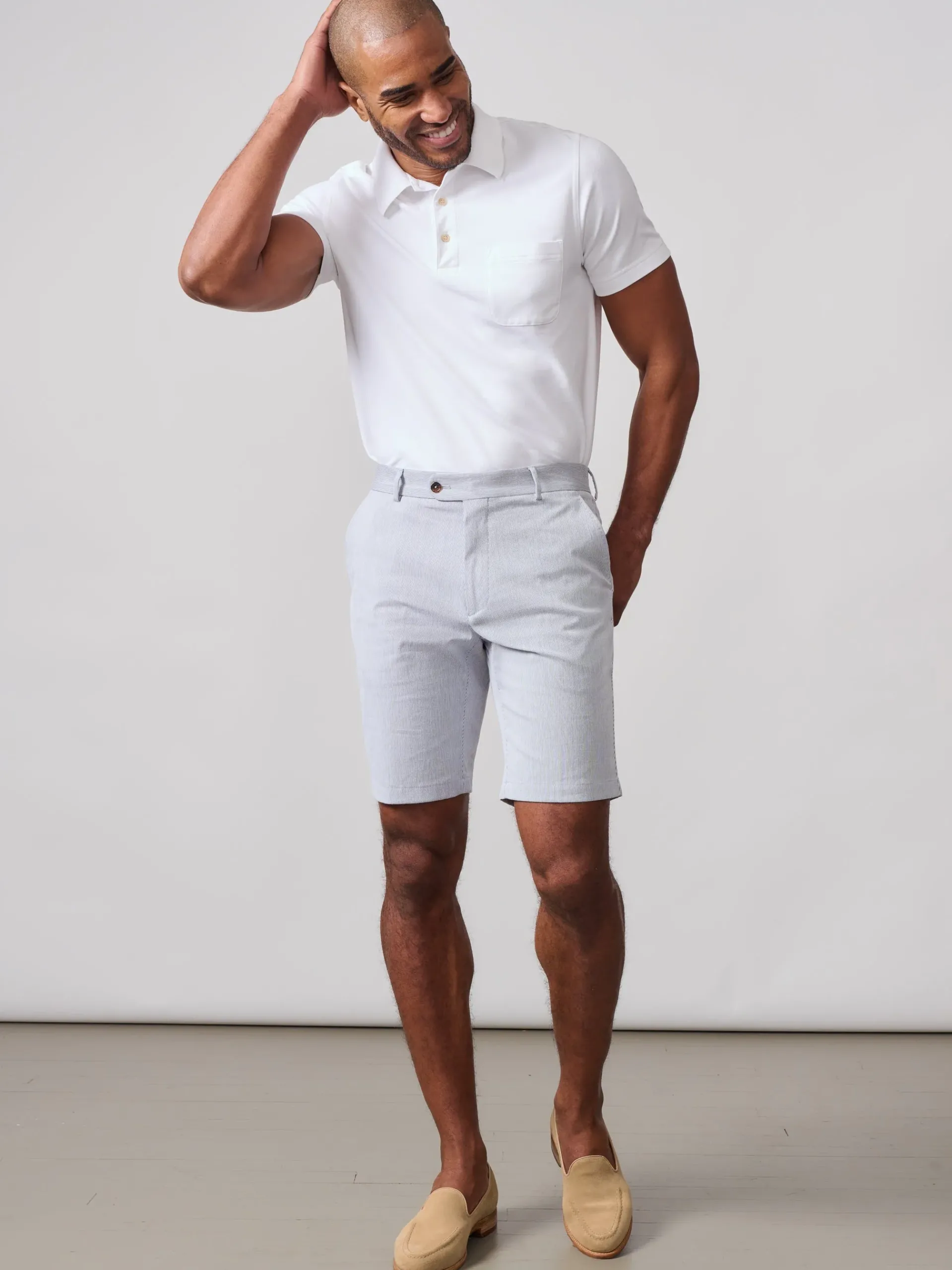 J.McLaughlin Oliver 9" Shorts In Pinstripe- Shorts