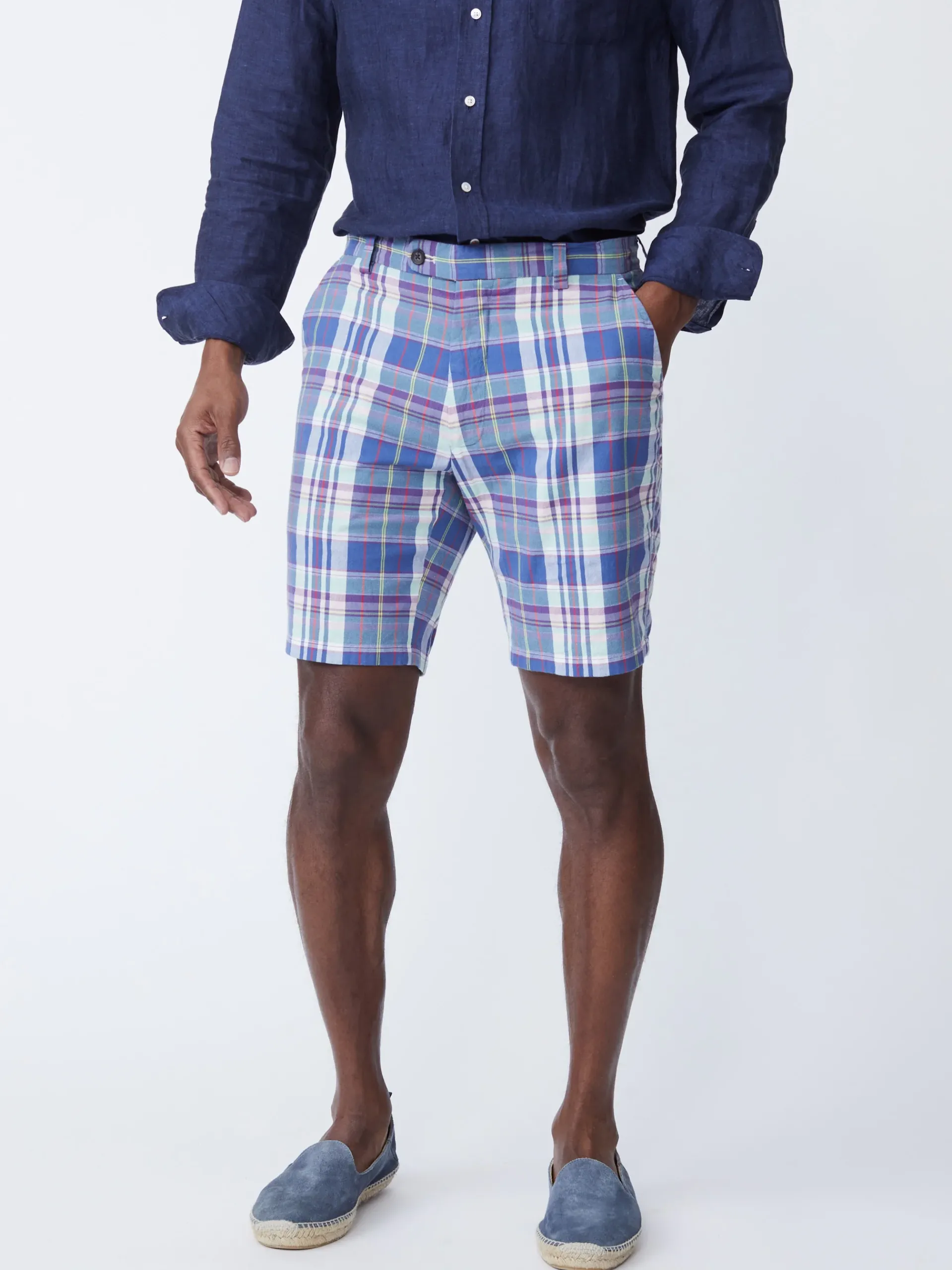 J.McLaughlin Oliver 9" Shorts In Plaid- Shorts