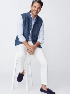 J.McLaughlin Orson Linen Vest In Glen Plaid- Jackets & Outerwear
