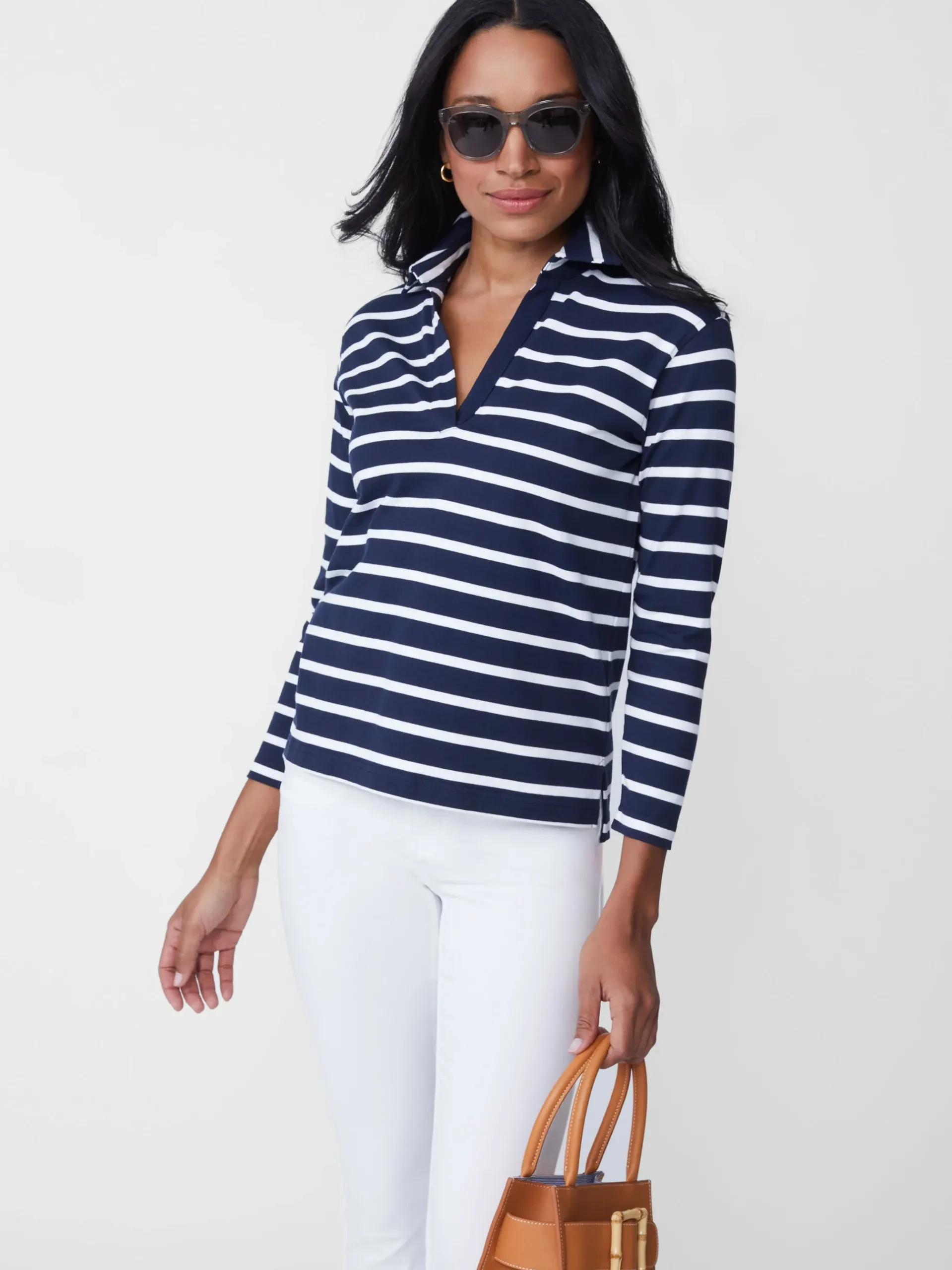 J.McLaughlin Poe Shirt In Stripe-Women Tops
