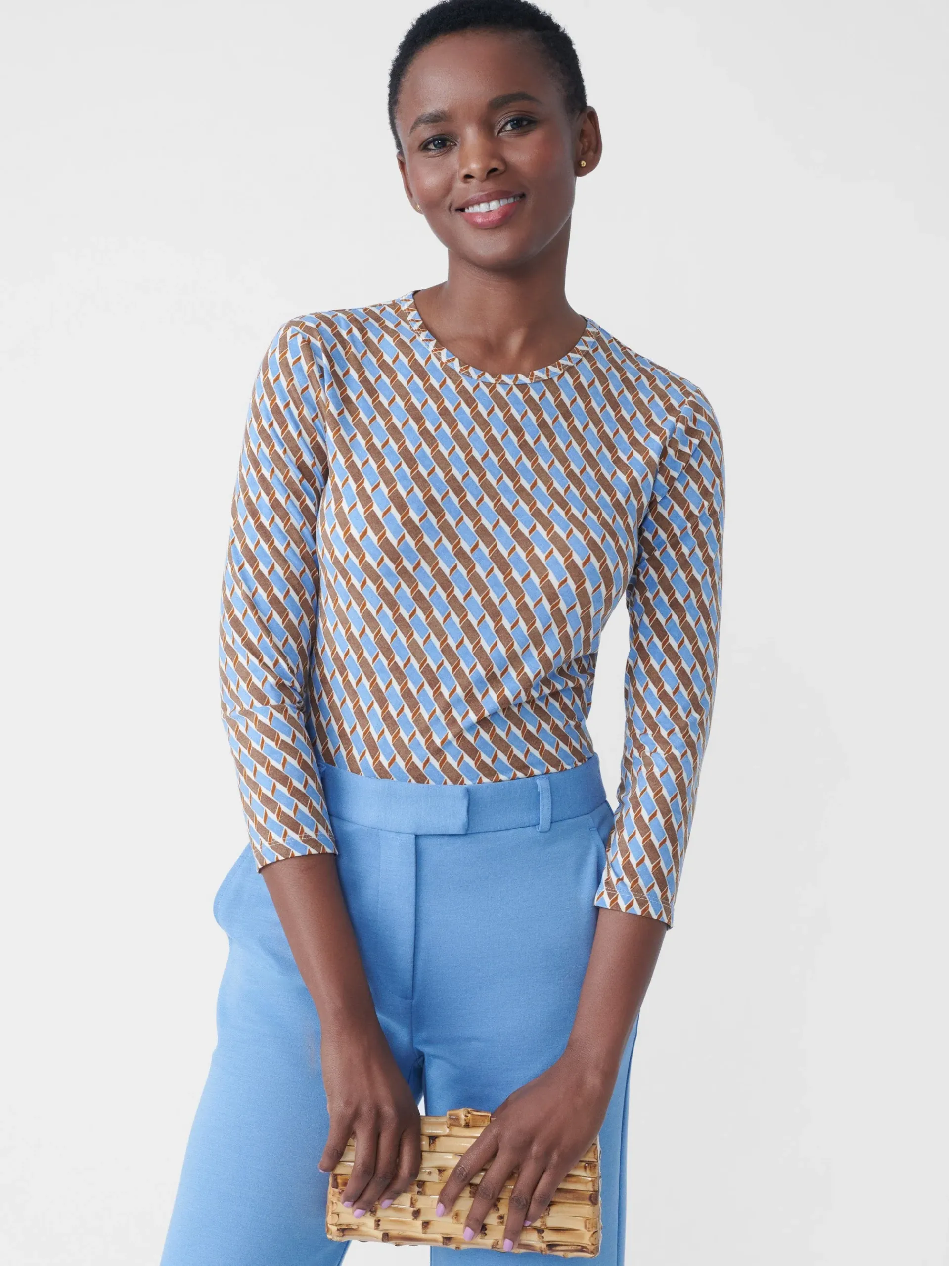 J.McLaughlin Ruston Tee In Mini Fernwood Geo-Women Tops|Tees