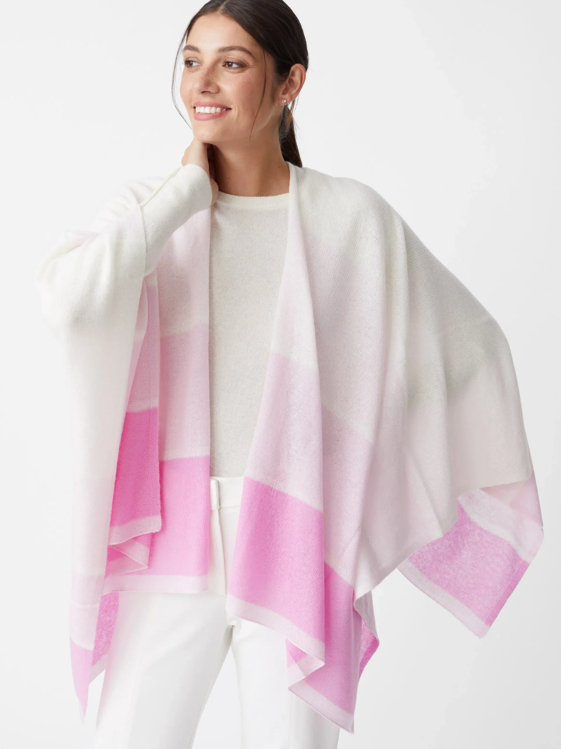 J.McLaughlin Sadie Cashmere Wrap In Block Stripe-Women Jackets & Outerwear|Sweaters