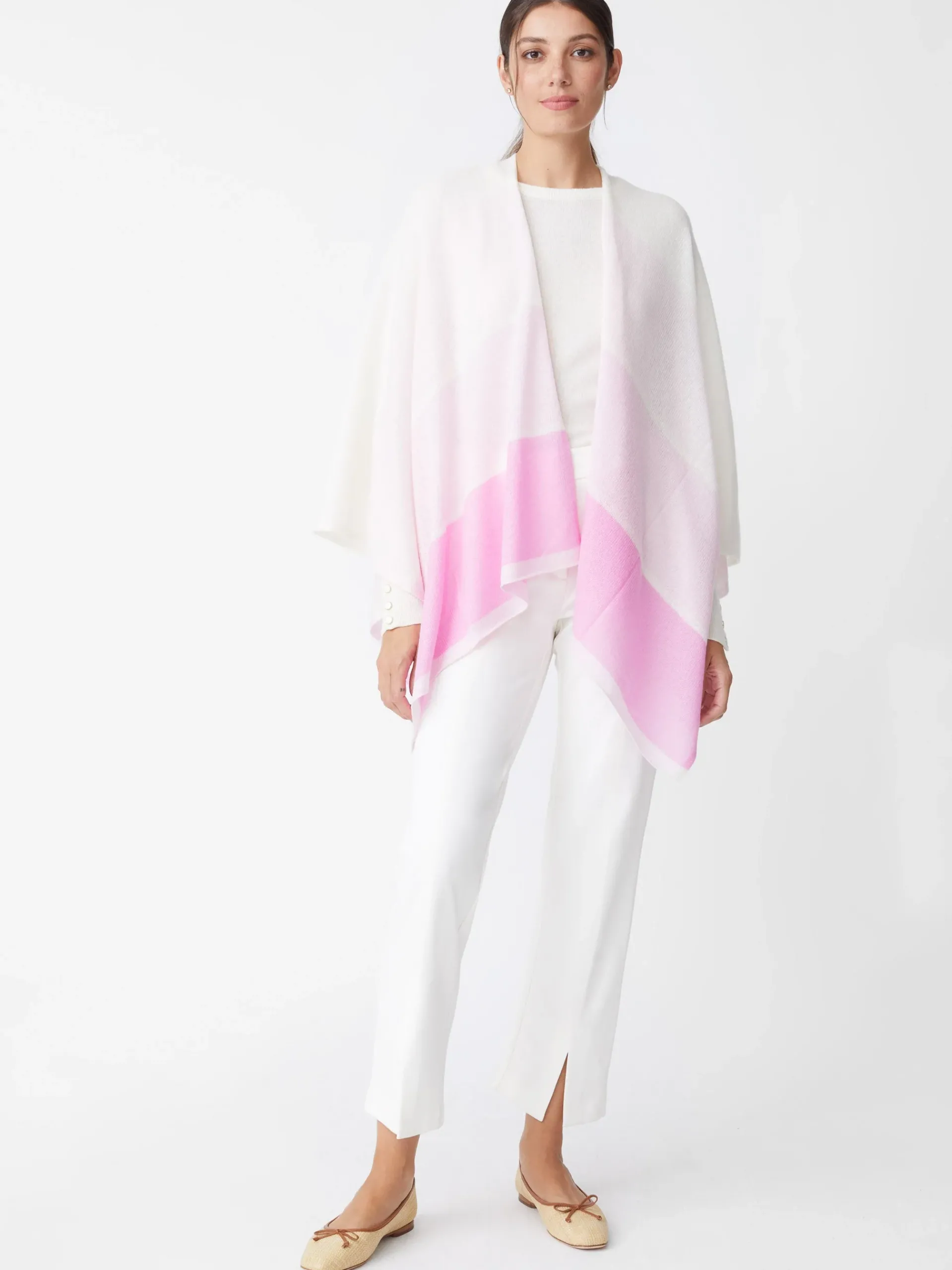J.McLaughlin Sadie Cashmere Wrap In Block Stripe-Women Jackets & Outerwear|Sweaters