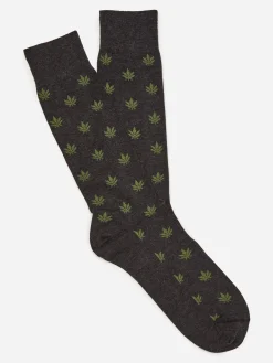 J.McLaughlin Socks In Marijuana Leaf- Shoes & Accessories|Socks