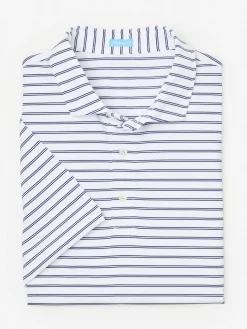 J.McLaughlin Springer Performance Polo In Harbor Stripe- Knits & Polos