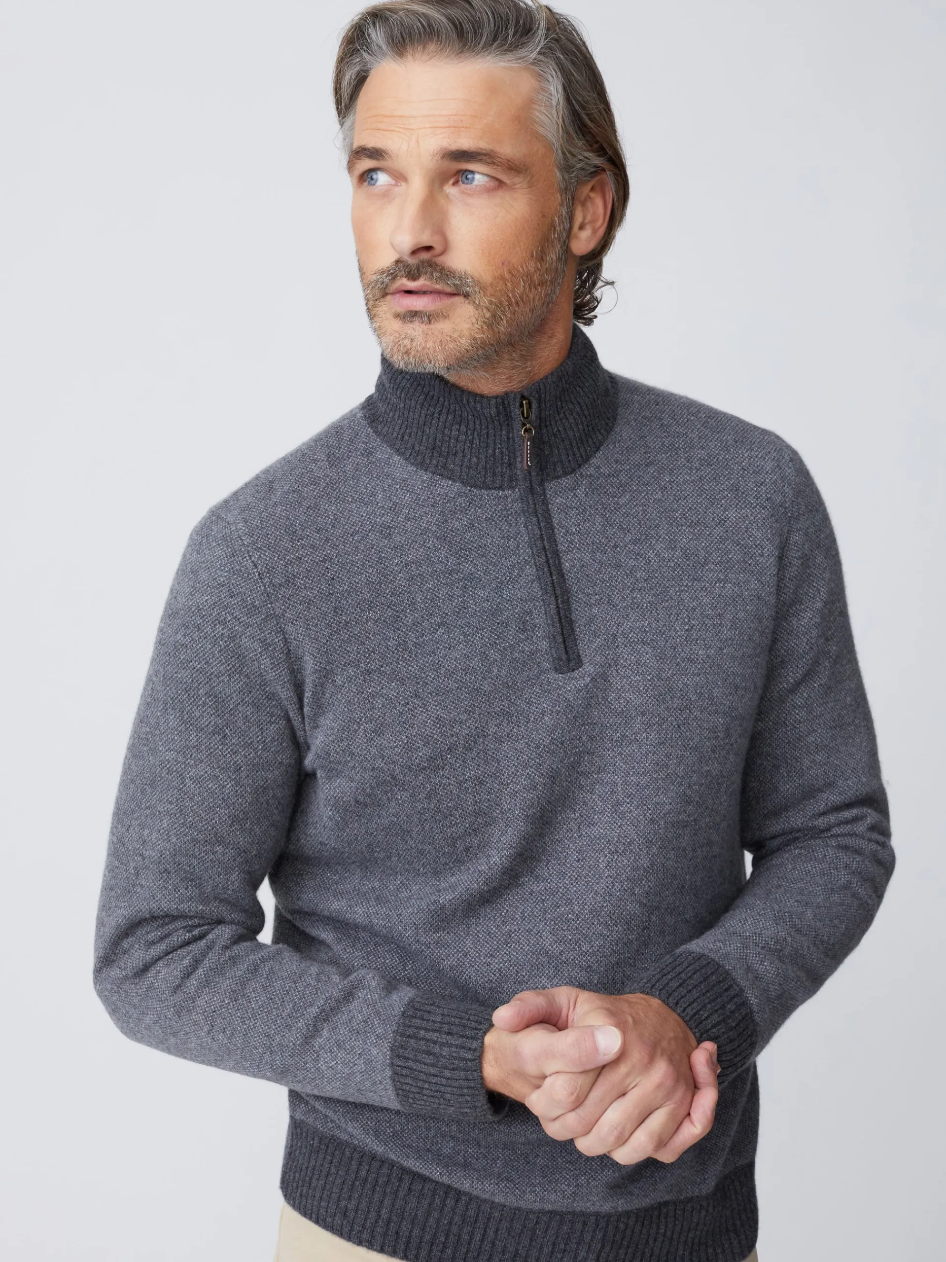 J.McLaughlin Tate Cashmere Sweater In Birdseye- Sweaters