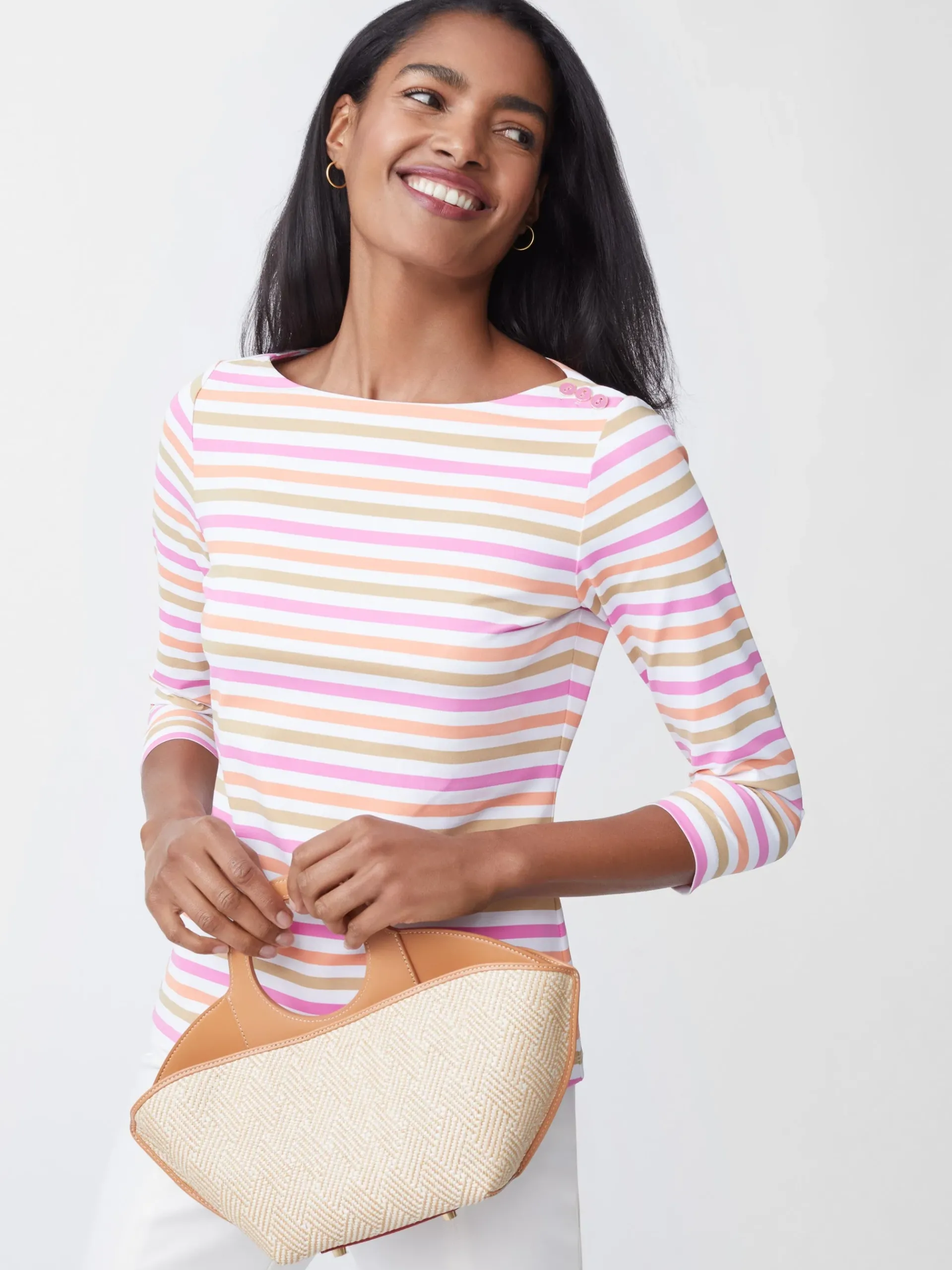 J.McLaughlin Wavesong Tee In Bangle Multi Stripe-Women Tops|Tees