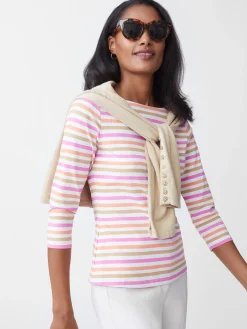 J.McLaughlin Wavesong Tee In Bangle Multi Stripe-Women Tops|Tees