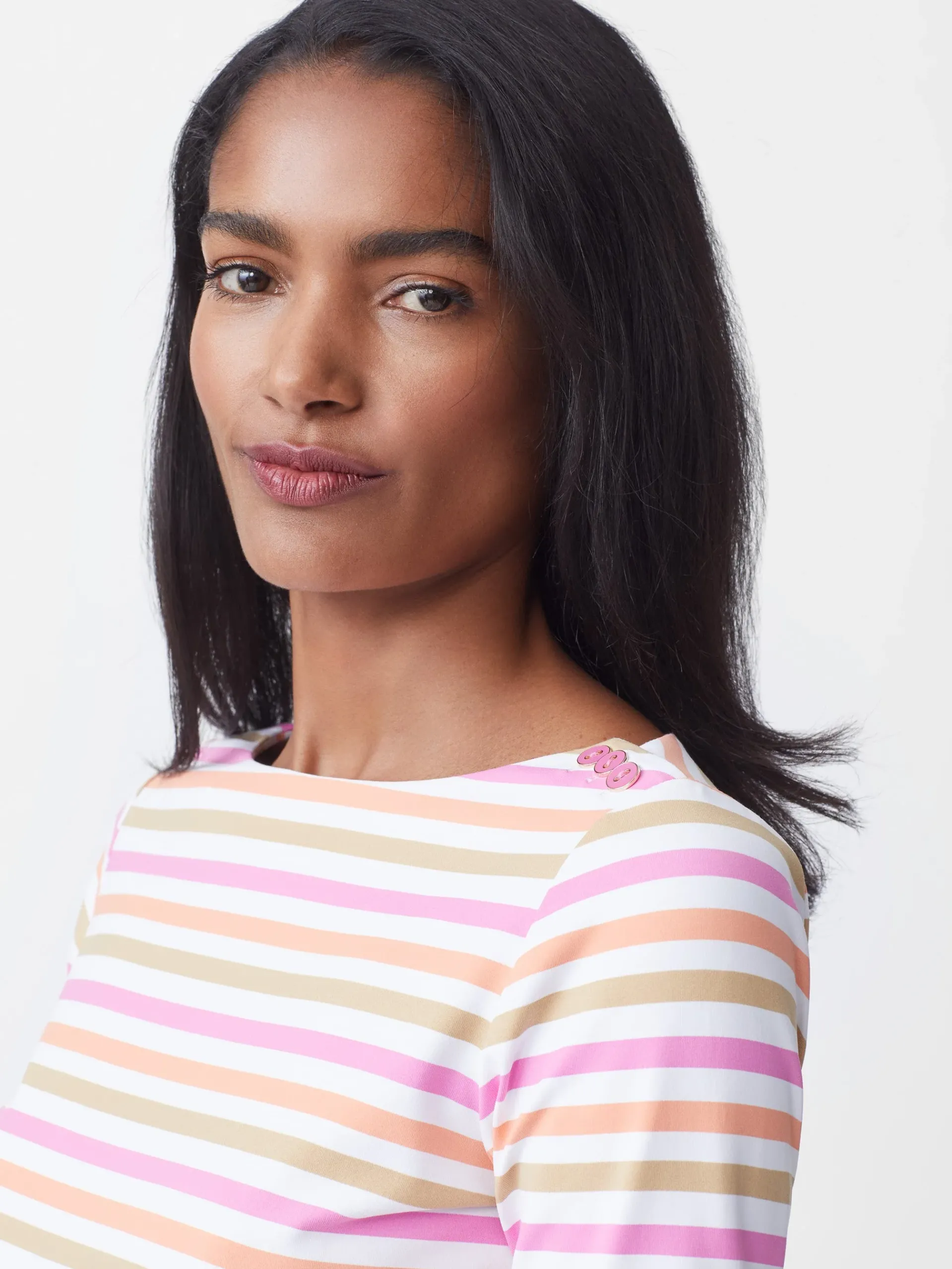 J.McLaughlin Wavesong Tee In Bangle Multi Stripe-Women Tops|Tees