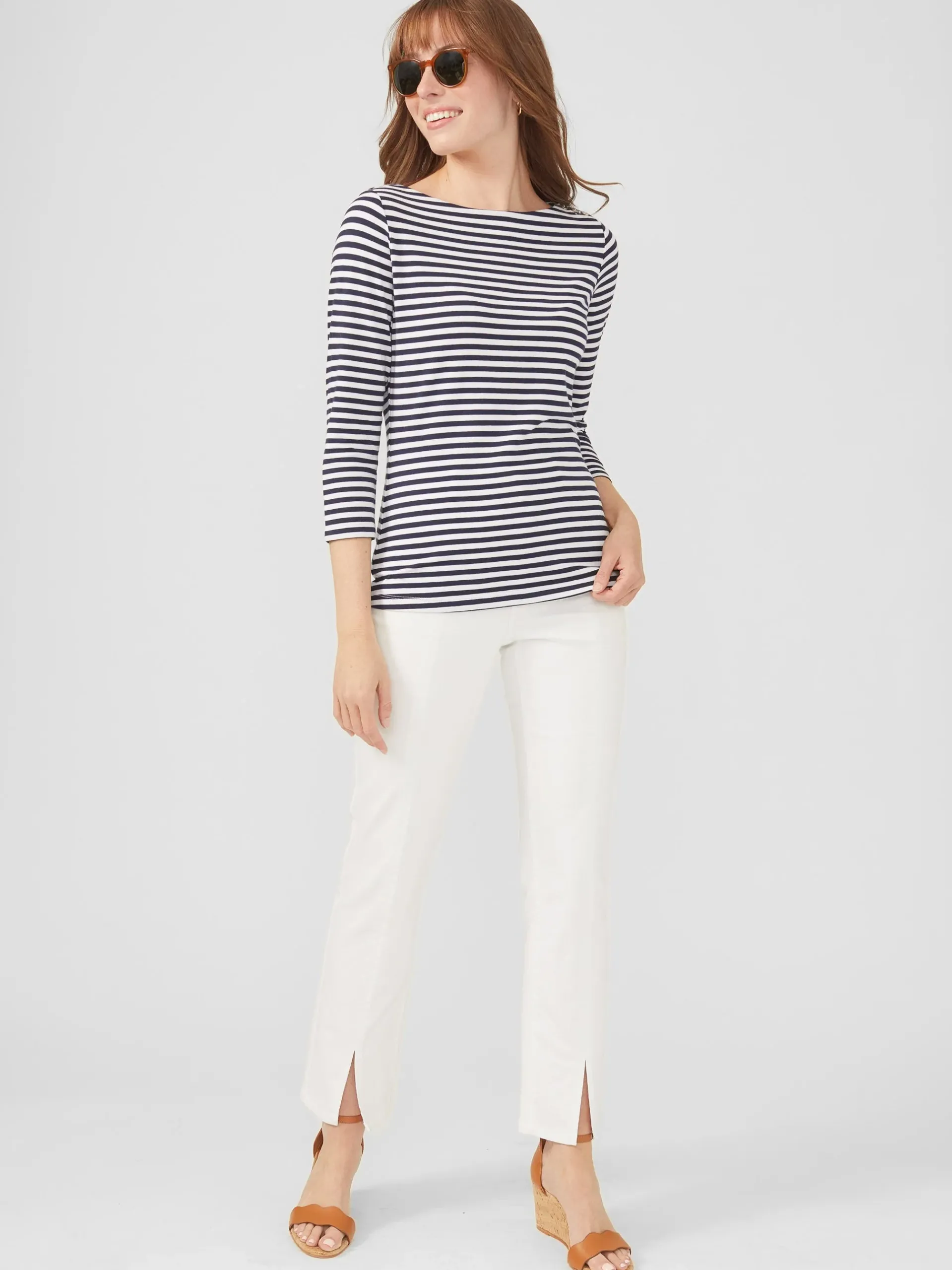 J.McLaughlin Wavesong Tee In Stripe-Women Tops|Tees