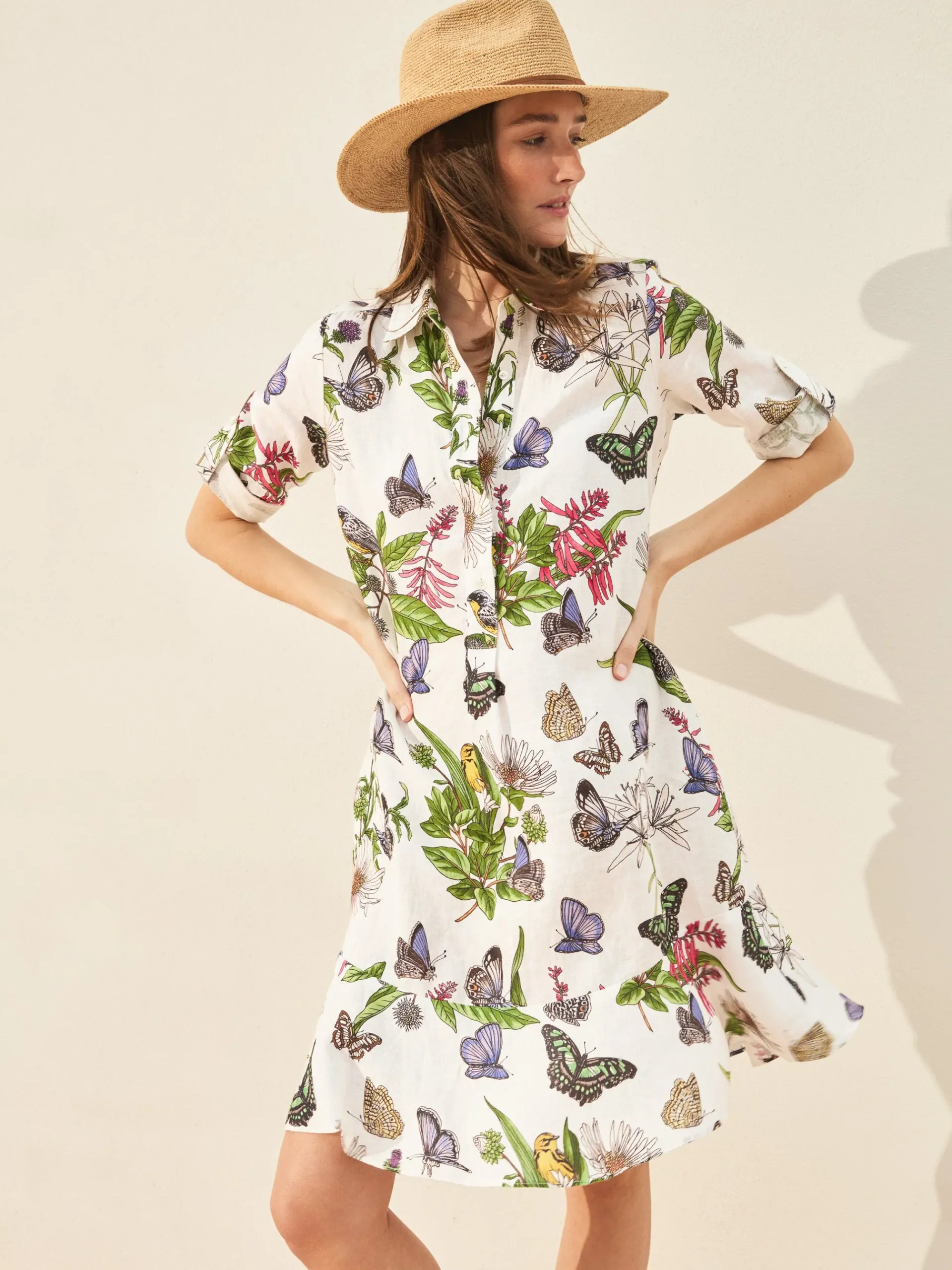 J.McLaughlin Wellesley Linen Dress In Jardin Mariposa-Women Dresses