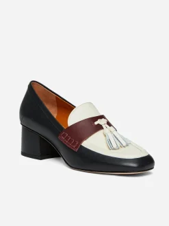J.McLaughlin Wenona Leather Heeled Loafers In Color Block-Women Loafers