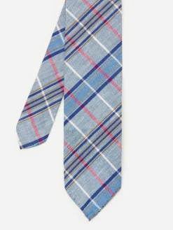 J.McLaughlin Woven Linen Cotton Tie In Plaid- Shoes & Accessories|Ties